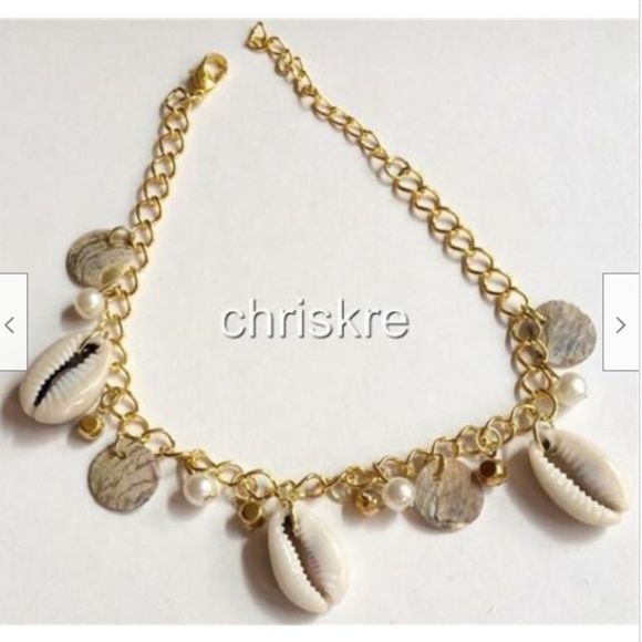 Cowrie Sea Shell Life Anklet 9-11" Pearl Crystal Shells Island Beach Adjustable - Picture 4 of 7